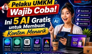 lima rekomendasi platform AI gratis yang siap mengubah konten digital UMKM menjadi jauh lebih profesional untuk memikat konsumen. (SUARAMUSI.ID/RICKI)