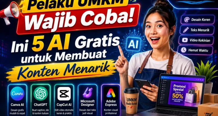 lima rekomendasi platform AI gratis yang siap mengubah konten digital UMKM menjadi jauh lebih profesional untuk memikat konsumen. (SUARAMUSI.ID/RICKI)