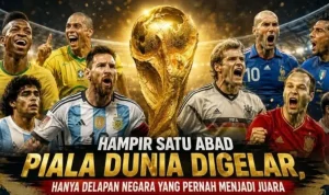 Meskipun diikuti oleh puluhan negara dari berbagai belahan benua yang menyaring bakat-bakat terbaik mereka, takhta tertinggi sepak bola dunia ternyata sangat eksklusif. Hingga edisi terbaru, tercatat baru ada delapan negara yang berhak menyematkan bintang juara di atas logo federasi mereka. (SUARAMUSI.ID)