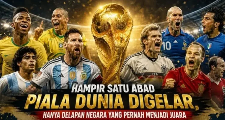 Meskipun diikuti oleh puluhan negara dari berbagai belahan benua yang menyaring bakat-bakat terbaik mereka, takhta tertinggi sepak bola dunia ternyata sangat eksklusif. Hingga edisi terbaru, tercatat baru ada delapan negara yang berhak menyematkan bintang juara di atas logo federasi mereka. (SUARAMUSI.ID)