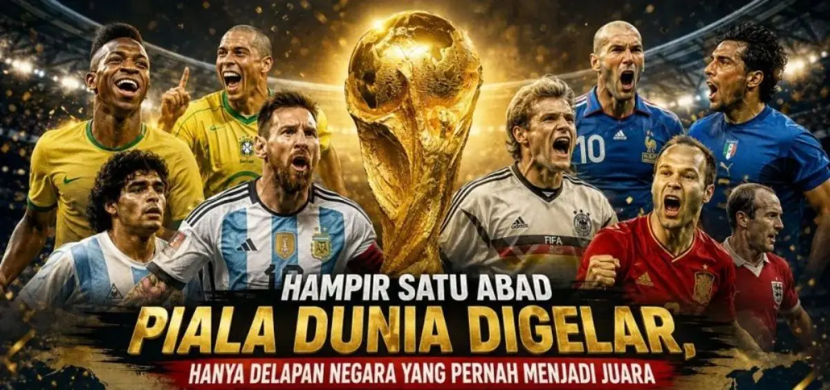 Meskipun diikuti oleh puluhan negara dari berbagai belahan benua yang menyaring bakat-bakat terbaik mereka, takhta tertinggi sepak bola dunia ternyata sangat eksklusif. Hingga edisi terbaru, tercatat baru ada delapan negara yang berhak menyematkan bintang juara di atas logo federasi mereka. (SUARAMUSI.ID)
