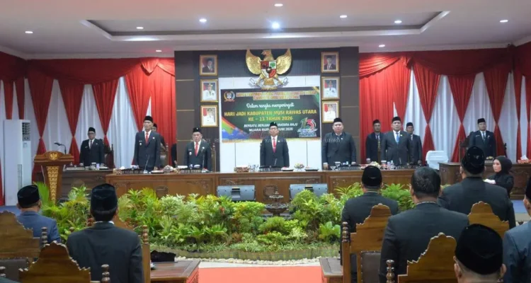 Dewan Perwakilan Rakyat Daerah (DPRD) Kabupaten Musi Rawas Utara (Muratara) menggelar Rapat Paripurna dalam rangka memperingati Hari Jadi Kabupaten Muratara ke-13. (SUARAMUSI.ID)